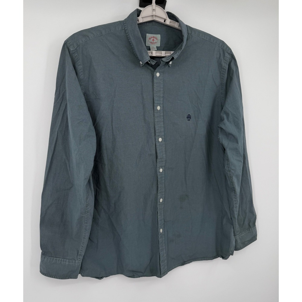 Brooks Brothers Red Fleece Mens XXL Blue Green Houndstooth Button Down Shirt - Picture 5 of 7